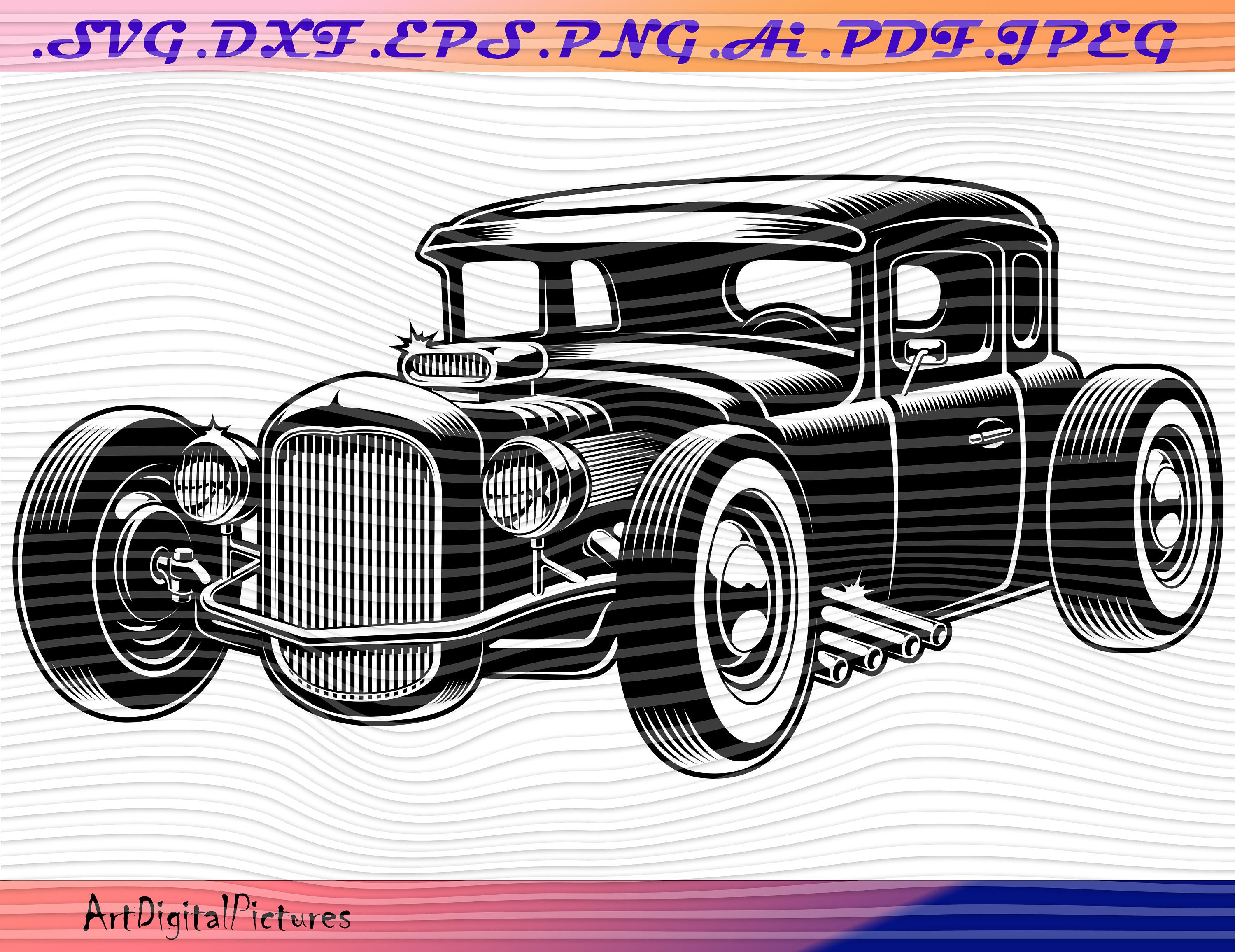 Hot Rod SVG Oldtimer SVG Muscle Car Silhouette Retro Auto | Etsy