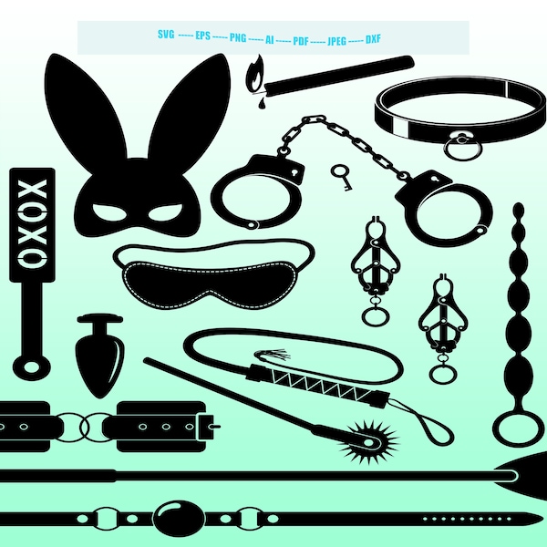 Sexual Things Svg - Sexy BDSM Clipart - Leather Belt Drawn Svg - Handcuffs Svg Art - Spanking Things Pattern - Blindfold Illustration Svg