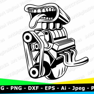 Hot Rod Engine, Hot Rod SVG, Vintage Car SVG, Muscle Car Silhouette, Retro Car, Hot Rod Cut files, Classic Car Vector, Svg files for Cricut