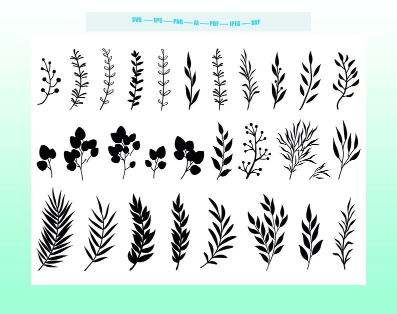 Download Botanische Blätter Silhouette Botanik Zweig Svg Herbarium | Etsy