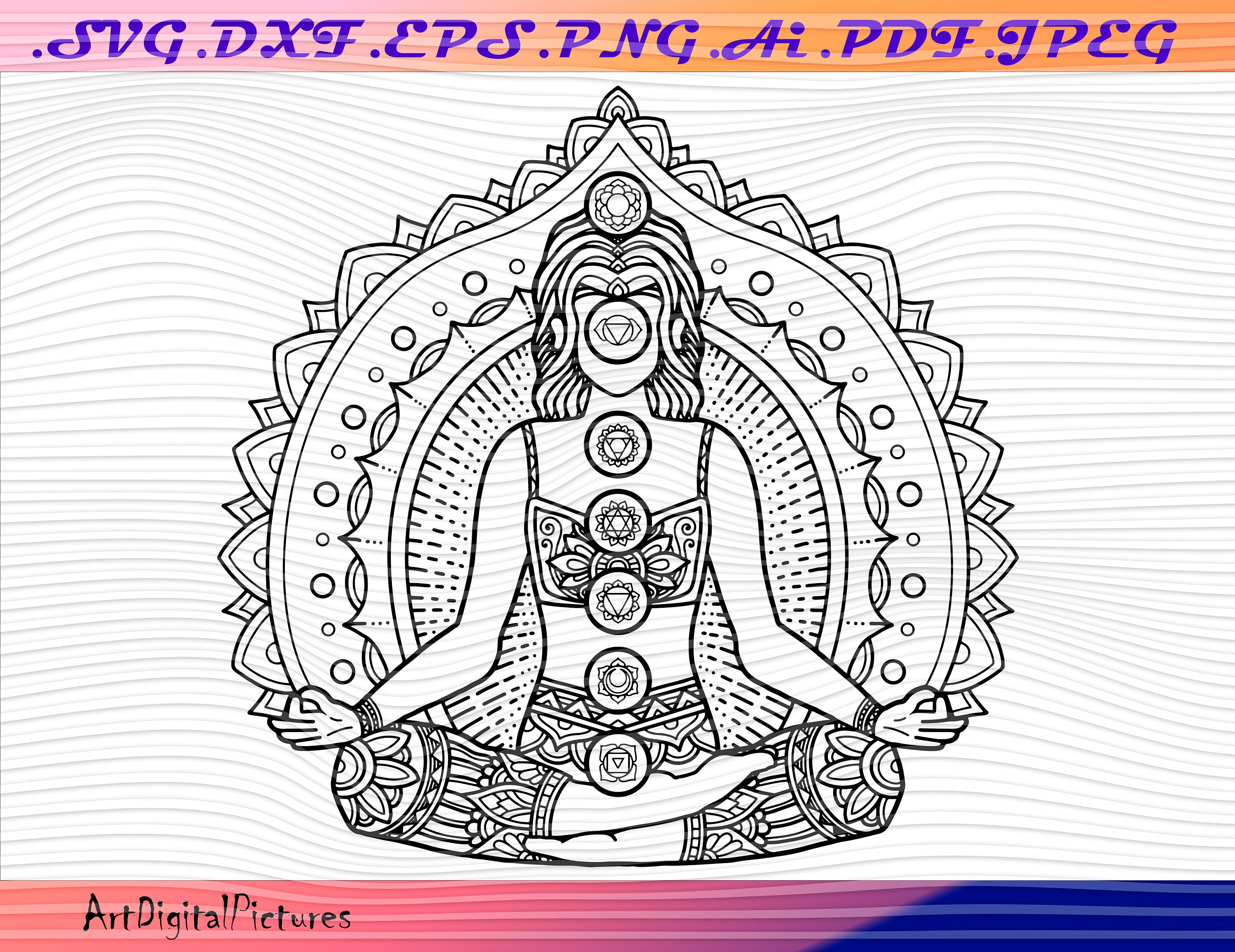 Download Yoga Mandala Meditation Yoga svg girl Buddha Mandala Svg | Etsy