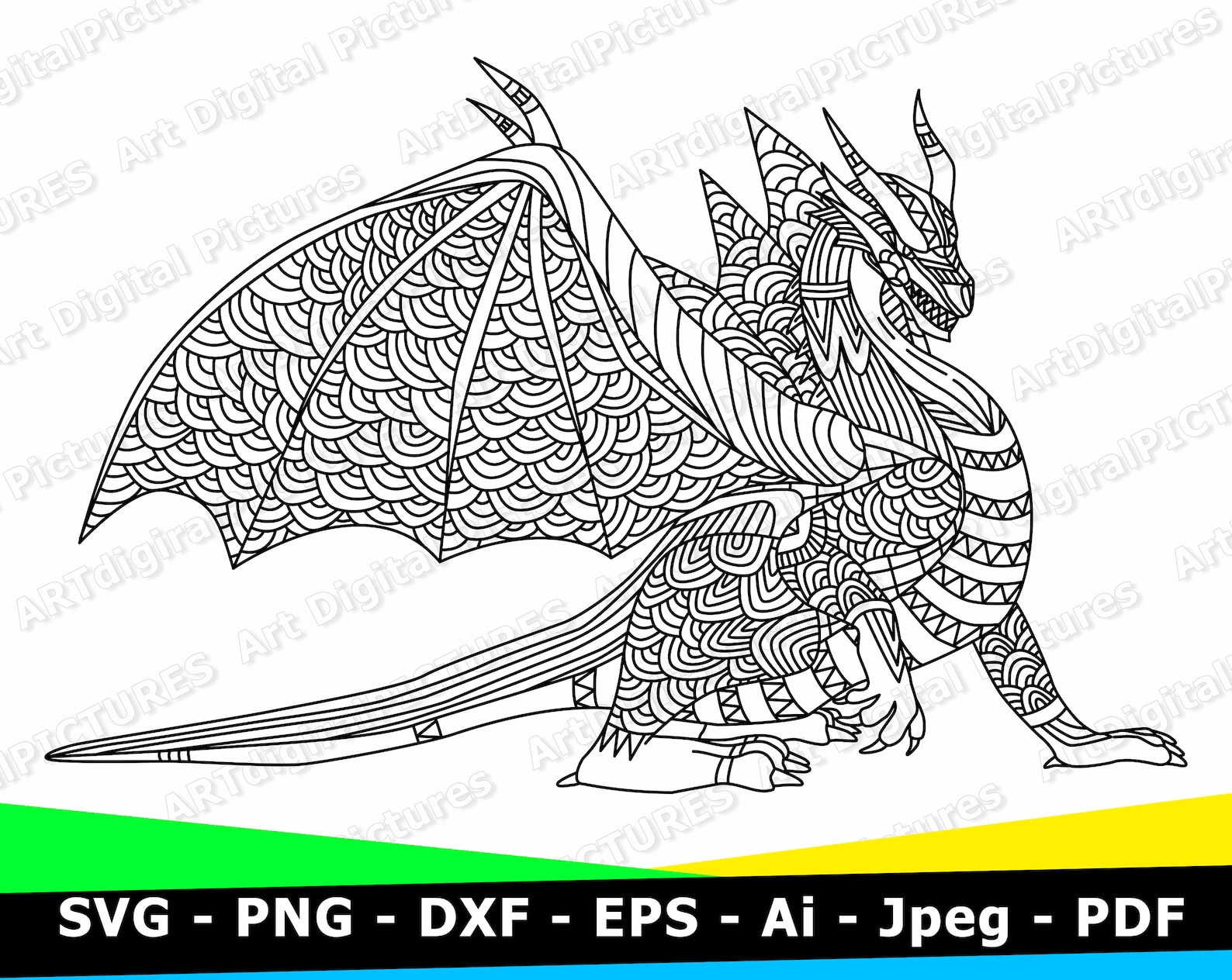 Dragon Svg / Dragon Mandala Svg / Zentangle Svg / Mandala Svg | Etsy