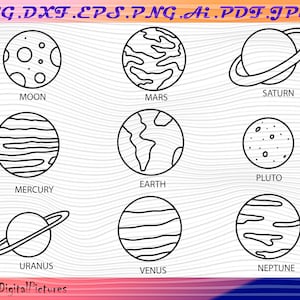 Solar System, Planets SVG, Planet svg, Space svg, Earth svg, Moon svg, svg files for cricut, galaxy svg, solar system svg, planet vector, Ai