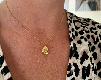 Ketting goud druppel - minimalistisch kettinkje - Necklace gold - kort kettinkje - bedelketting - necklace party - kettingen met hanger
