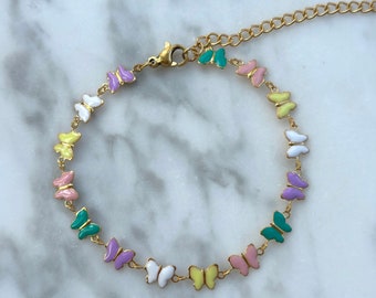 Butterfly bracelet - Bracelets for women gold - fine bracelet butterfly - minimalist bracelet - link bracelet butterflies