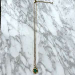 Ketting met hanger groen bedel druppel kettinkje met hanger turquoise Necklace gold plated bedelketting dames necklace party afbeelding 5