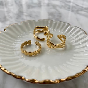 Anillo de oro para mujer anillo de declaración de 3 capas anillo minimalista acero inoxidable anillo chapado en oro imagen 5