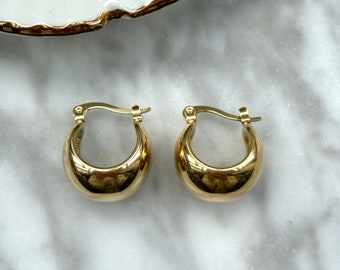 Oorbellen dames goud - gouden creolen klein - gouden oorringen - chunky kreole - hoops - earrings - goud - ohrringe gold statement