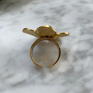 Ring goud dames bloem statement ring grote ring stainless steel ring gold plated flower jewellery afbeelding 3