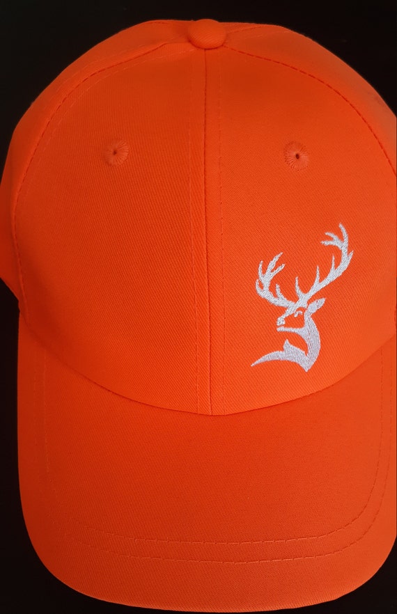 Buck embroidered hunters orange hat Etsy