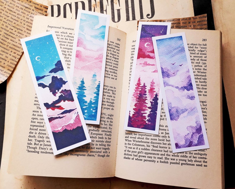 Watercolor Bookmarks Etsy