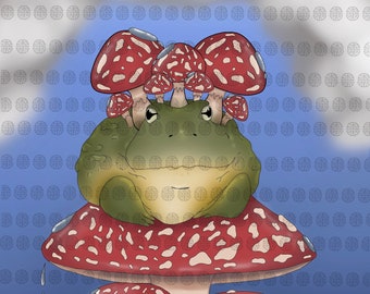 Mushroom Frog digital print PNG, JPEG