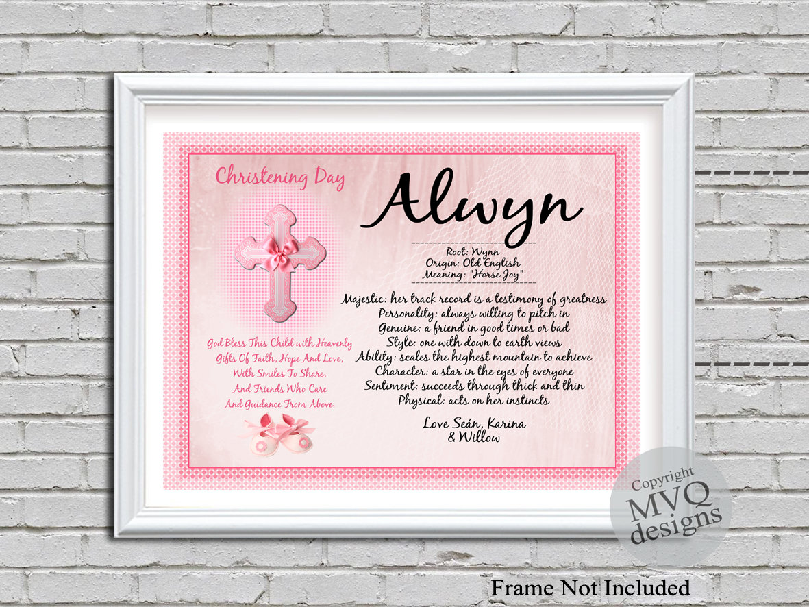 Girl ChristeningBaptism Personalized Meaning of Name Print Etsy
