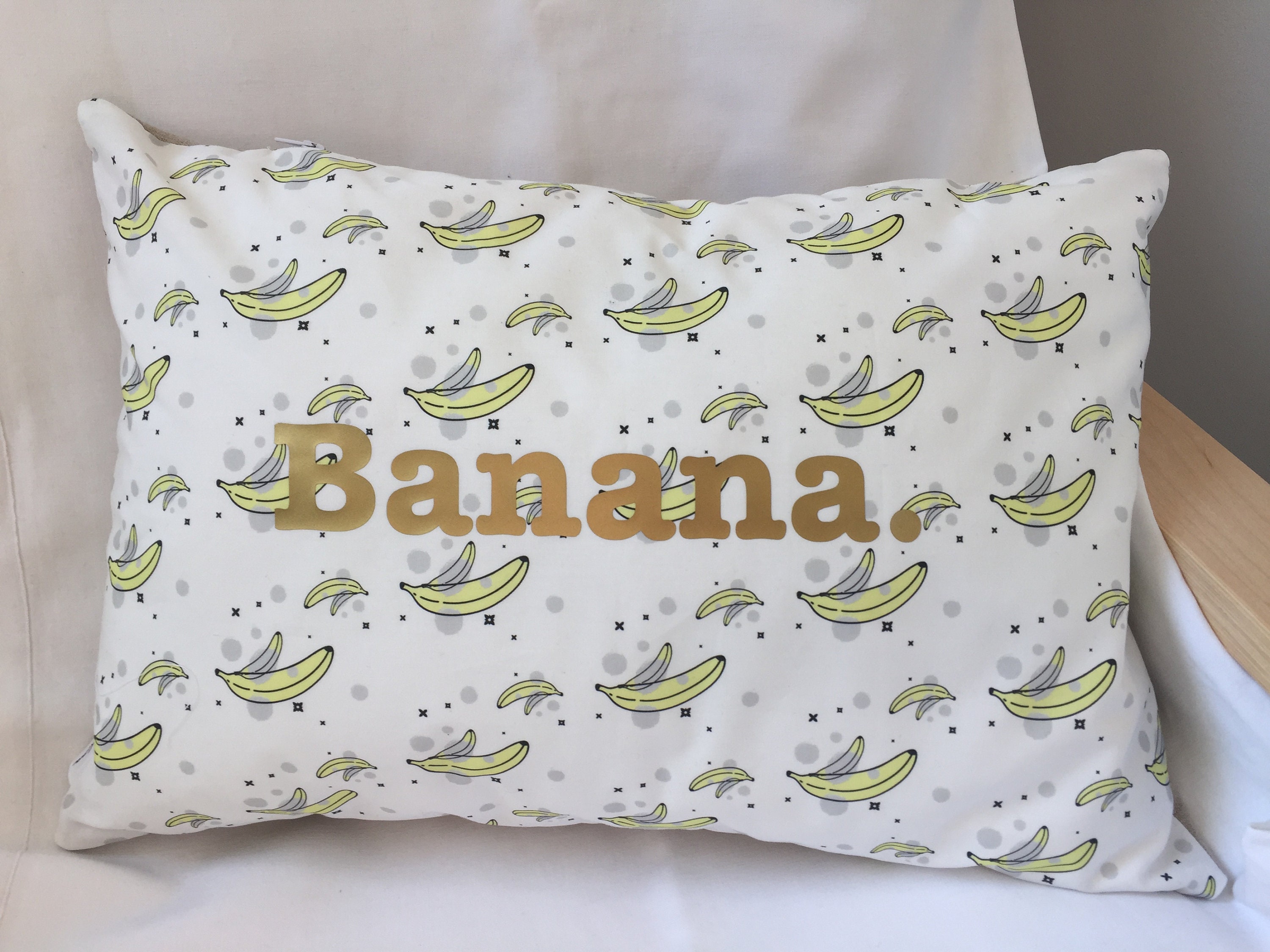 Coussin Tissu Coton et Lin Message Illustration Motif Banane