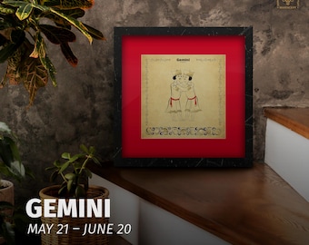 Segno zodiacale Gemelli – Opera d'arte astrologica dipinta a mano / Arte murale unica