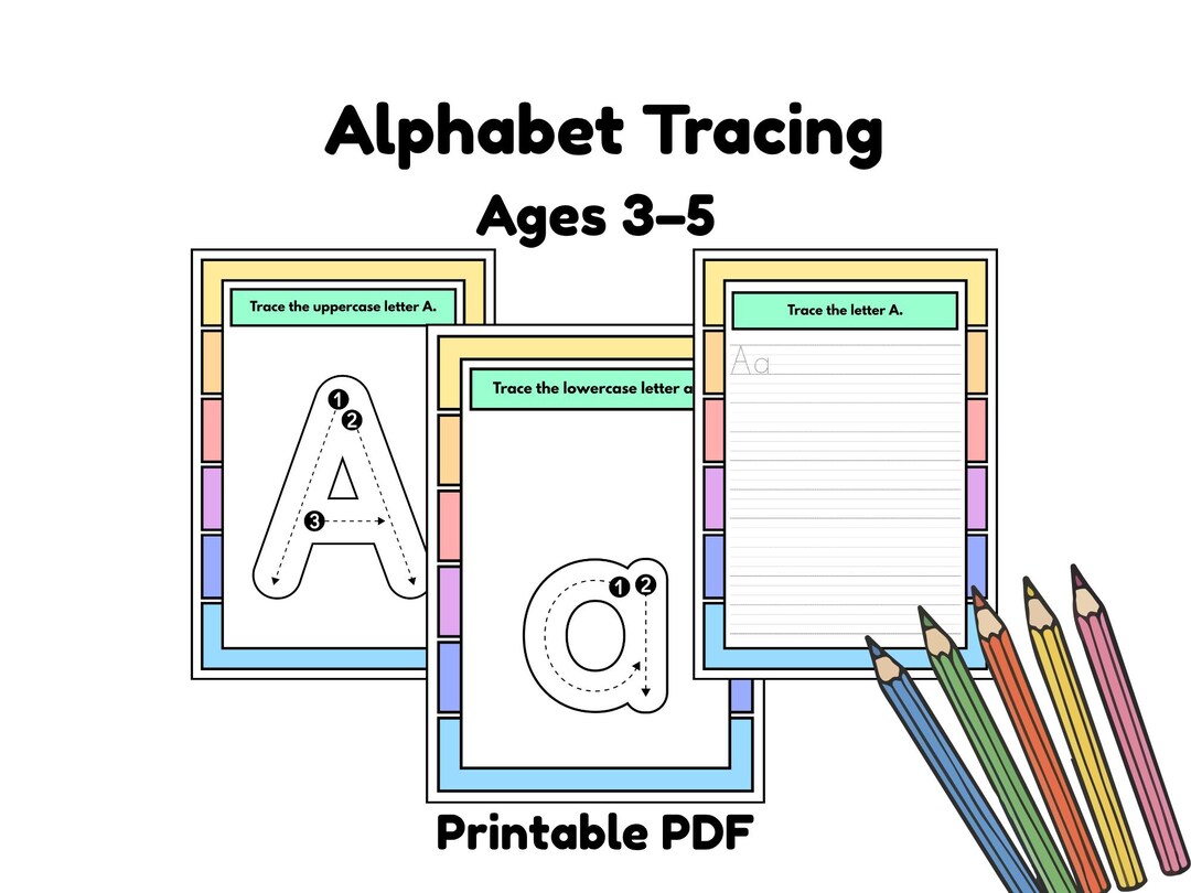 Alphabet Tracing Worksheets for Kids Ages 3-5 Printable Letter Practice ...