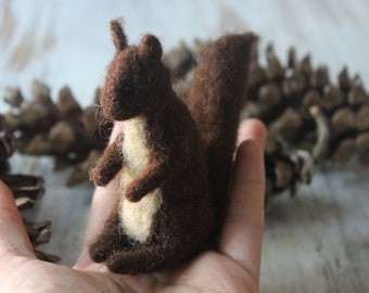 Needle felted wool squirrel for decor or creative play