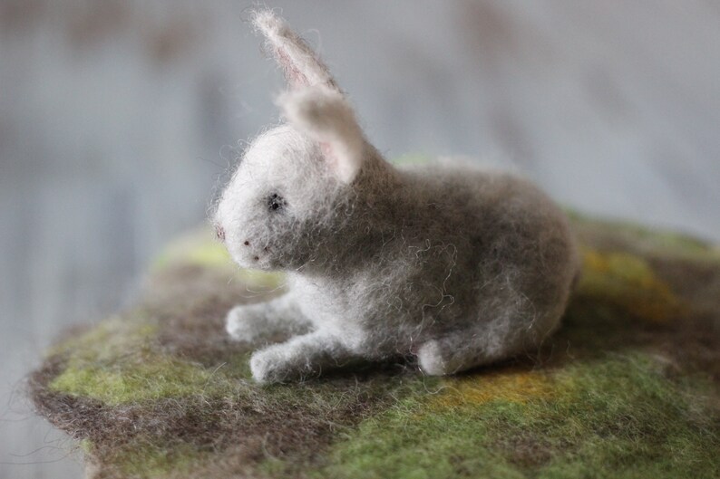 Needle felted wool bunny for decor or creative play image 2