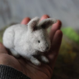 Needle felted wool bunny for decor or creative play image 1