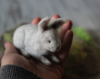 Needle felted wool bunny for decor or creative play