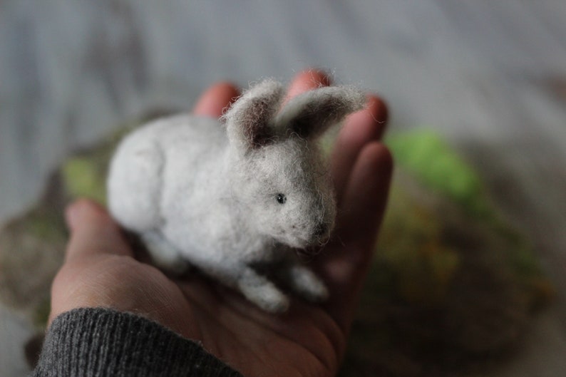 Needle felted wool bunny for decor or creative play image 1