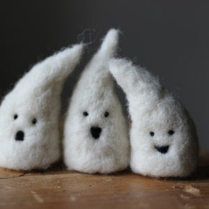 Needle felted wool ghosts - set of three
