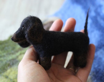 Needle felted wool dachshund for gift, decor or creative play