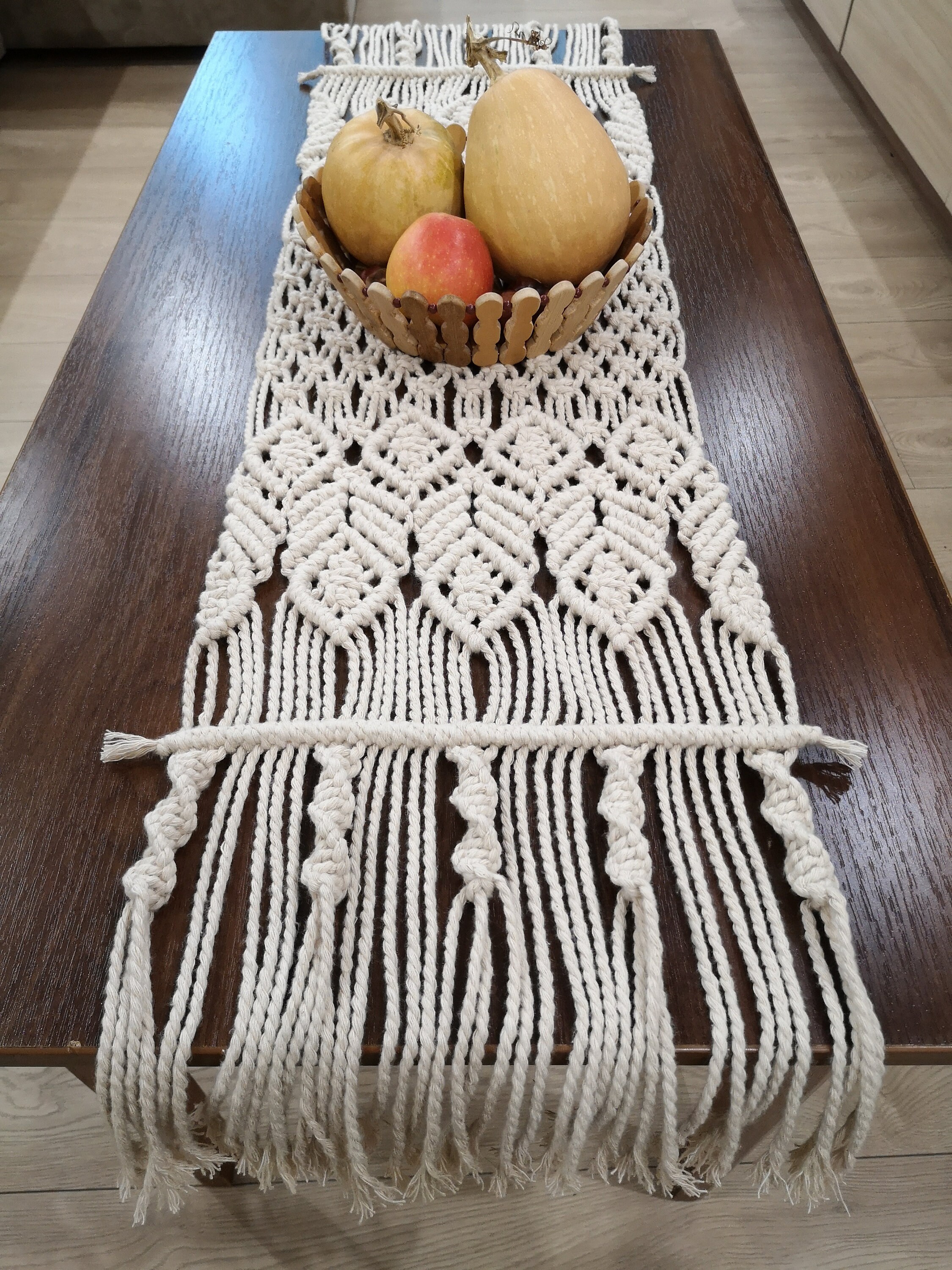 Boho Macrame Table Runner Cotton table mat Dining bohemian Etsy