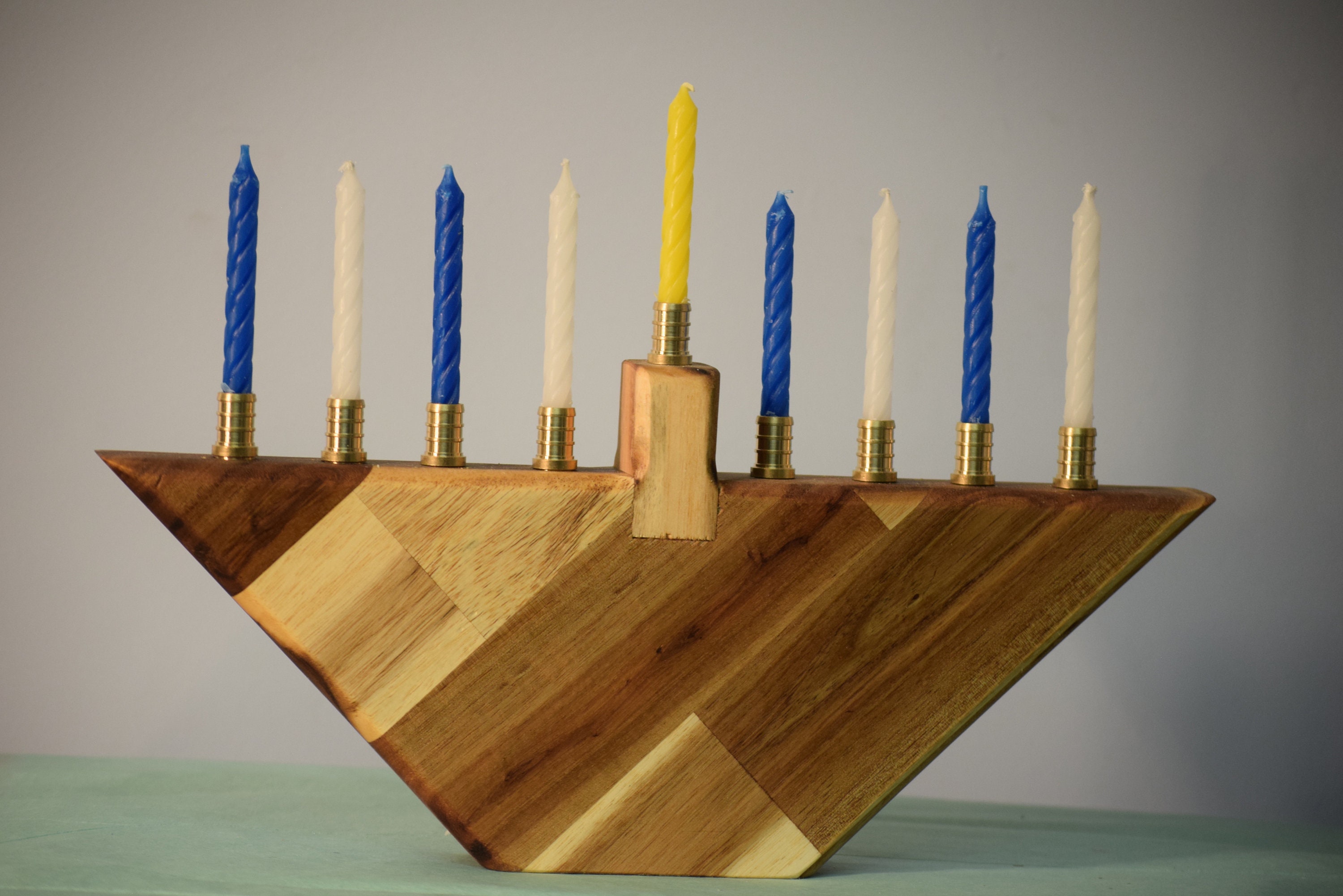 Large Acacia Wooden Menorah Etsy