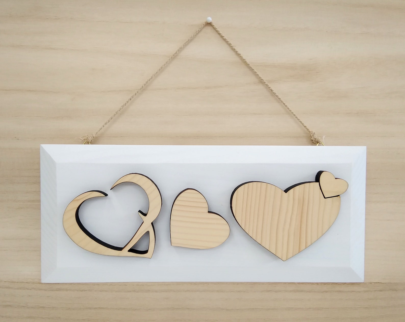 White Wooden Picture Frame With Hearts Wall Decoration Etsy