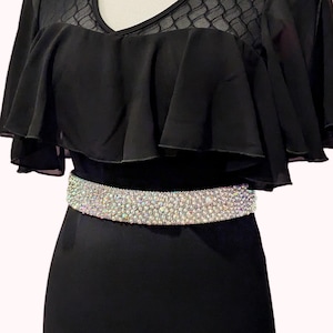 Rhinestone Elastic Belt | Soft, Lightweight, Adjustable for Ballroom & Performance | Crystal AB Stones on Lycra