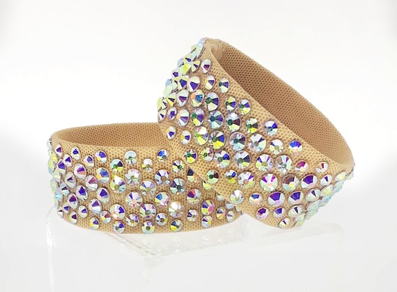 Rhinestone Elastic Bracelets | Soft, Lightweight for Ballroom & Performance | Crystal AB Stones