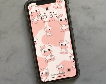 wallpapers Pink Cow Aesthetic Background cow wallpaper etsy