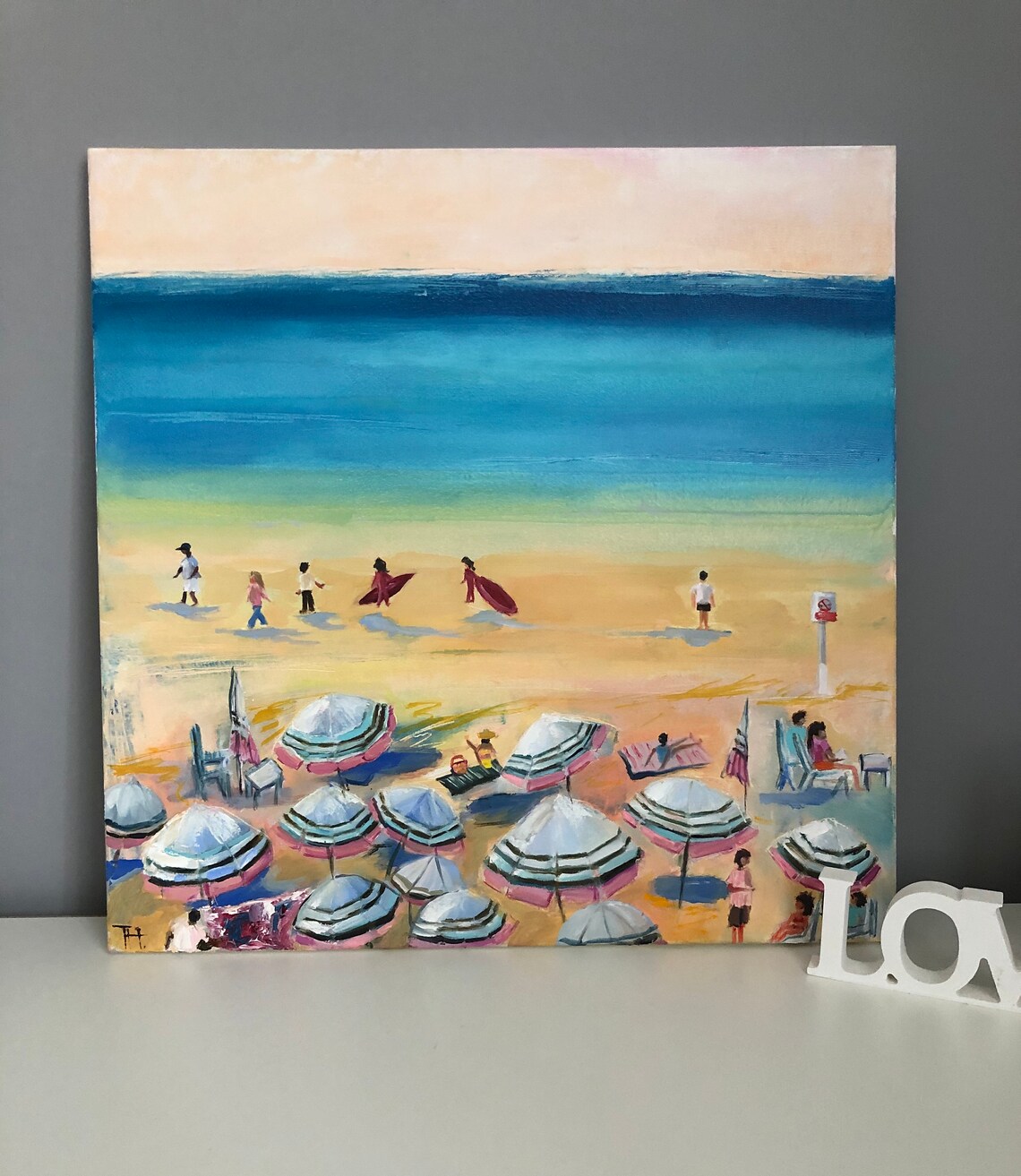 Beach Oil Painting Original Beach Art Abstract Modern Art Etsy