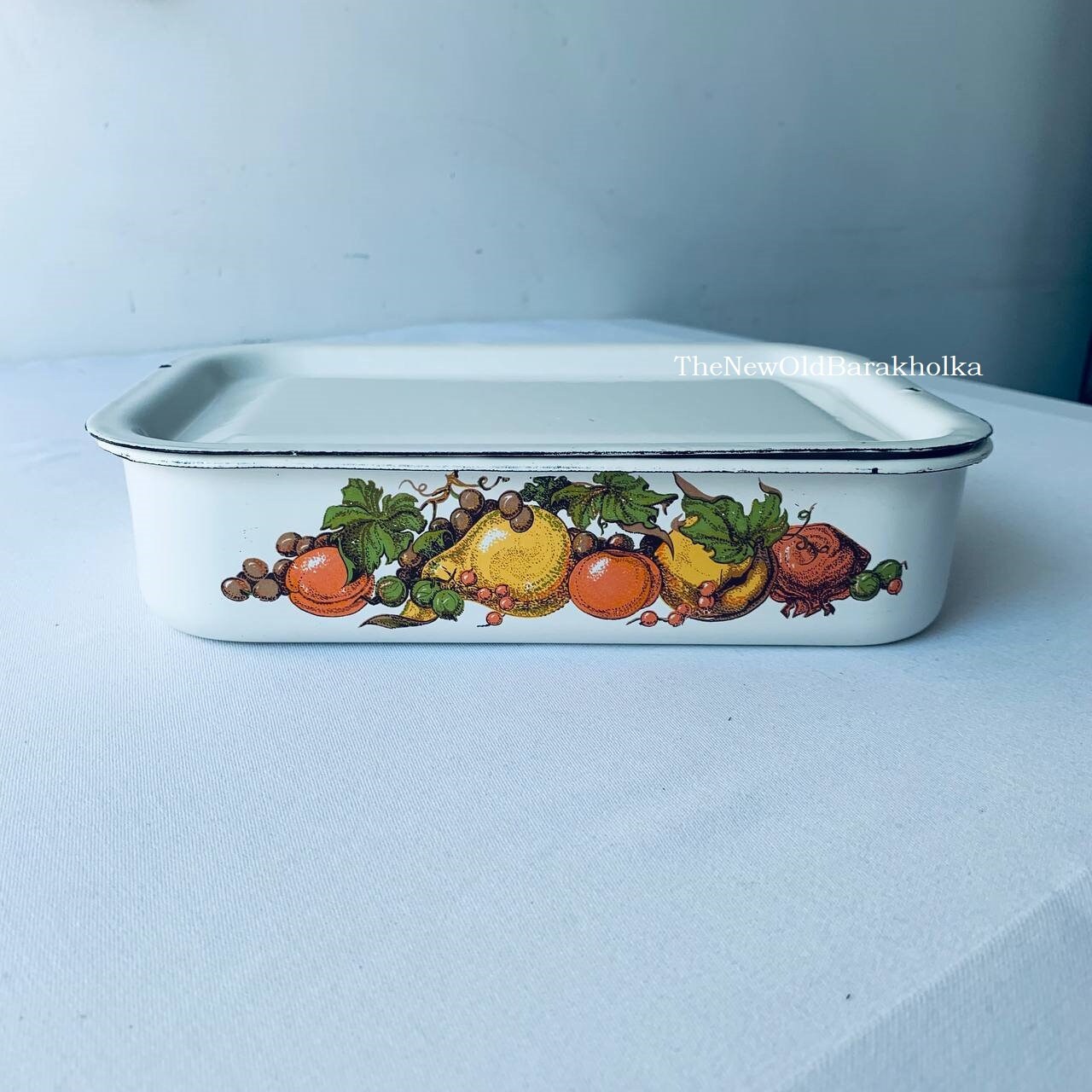 Vintage Enamel Container With Lid Refrigerator Box White Etsy UK