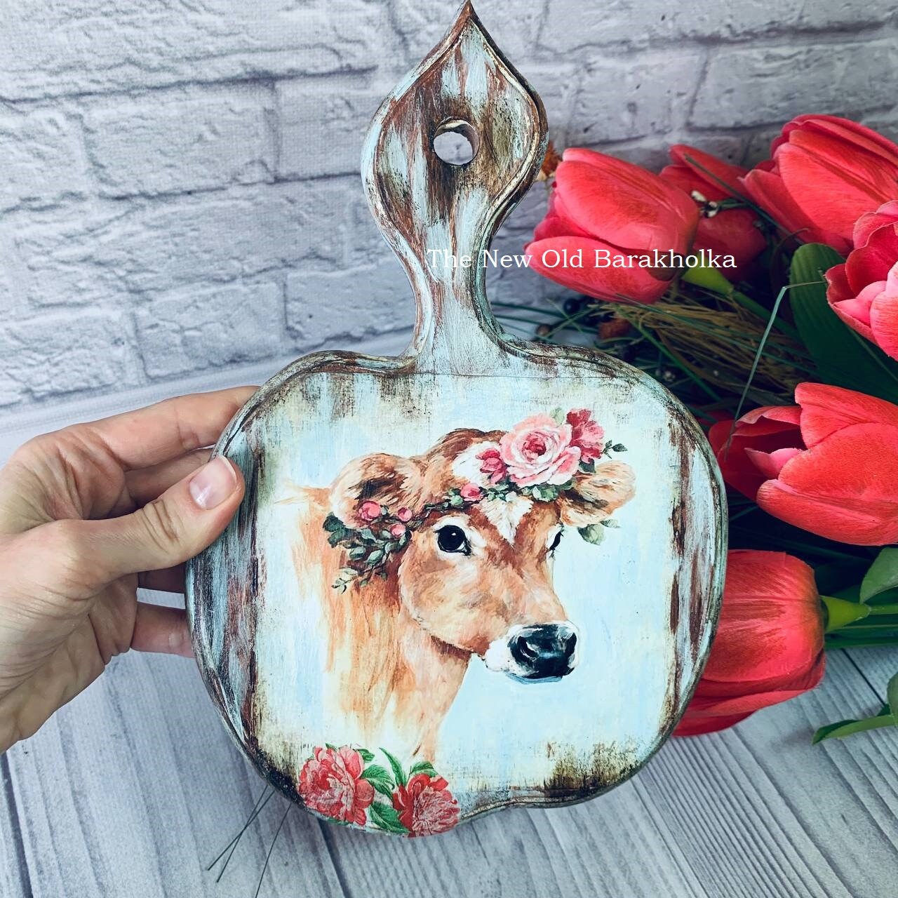 Vintage Decoupage Wooden Cutting Board Kitchen Usable Cutting Etsy