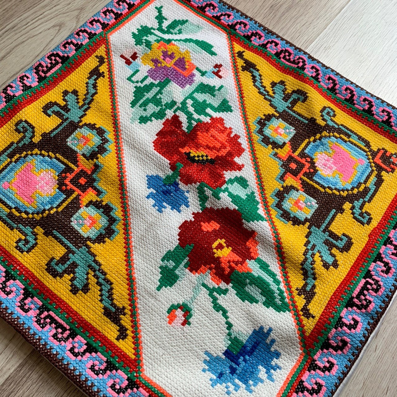 Vintage Pillow Case Embroidered Picture Ukrainian Tapestry Etsy