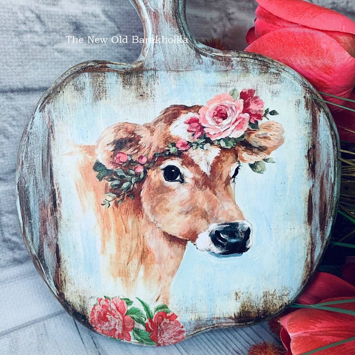 Vintage Decoupage Wooden Cutting Board Kitchen Usable Cutting Etsy