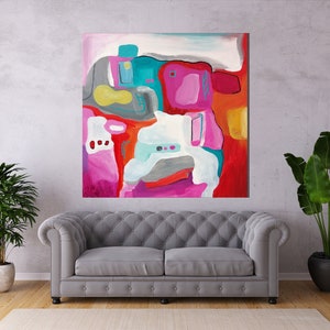 Original Large Abstract Fine Art Acrylic and Oil Painting Modern Wall Art Landscape on Canvas Contemporary