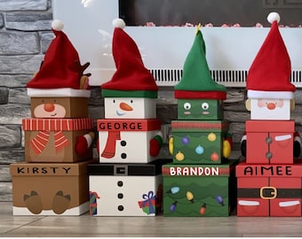 3 Santa Christmas Stacking Gift Boxes Father Christmas Xmas Christmas Eve Box 