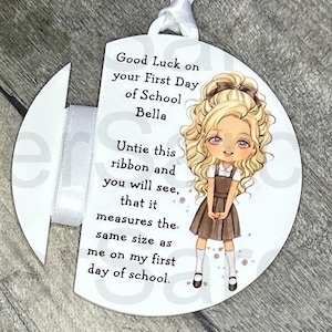 Personalised Kids First Day of School Gift, 2025 First Day, Ribbon Bauble, Grandson Granddaughter, Personalised Gift, Keepsake Gift,