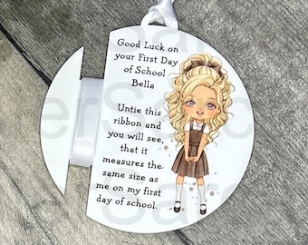 Personalised Kids First Day of School Gift, 2025 First Day, Ribbon Bauble, Grandson Granddaughter, Personalised Gift, Keepsake Gift,