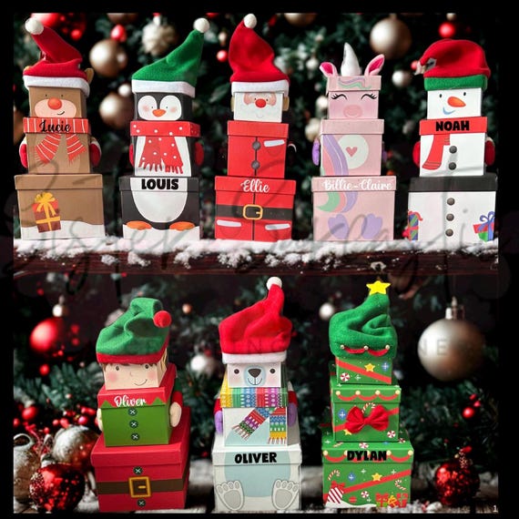 Caja de Nochebuena para niños, cajas de regalo apilables