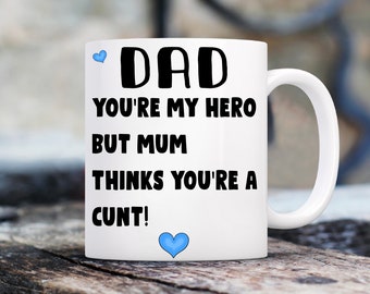 Funny Gift for Dad Daddy Step-Dad Rude Father’s Day funny 11oz mug cup birthday present Christmas gift, personalised gift for him,