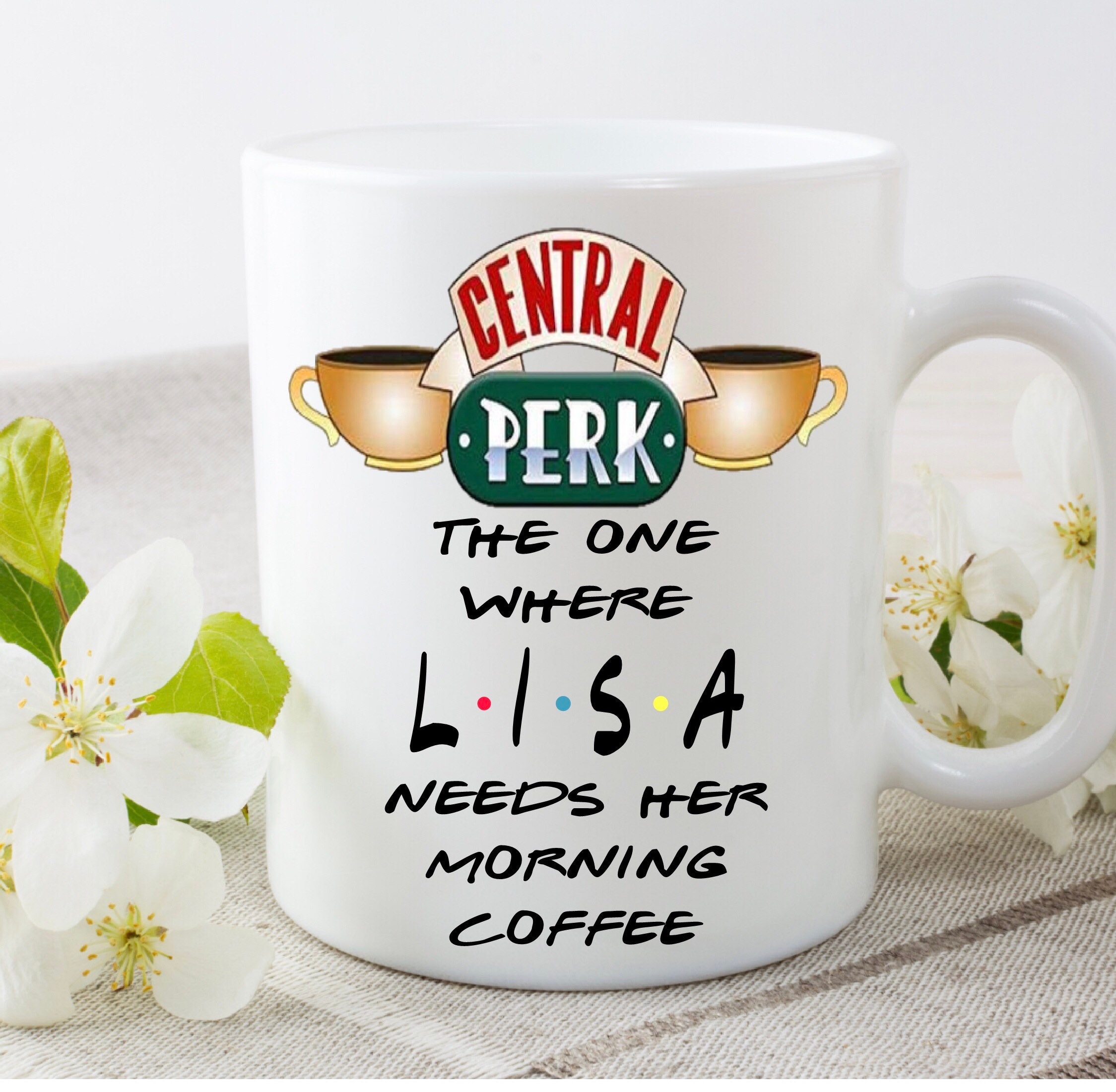 FRIENDS The Television Series CENTRAL PERK Cocoa In A Mug White Ceramic Cup  New