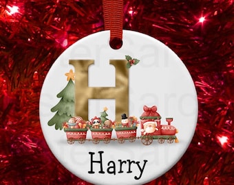 Kids Christmas Girls Boys Personalised Christmas Bauble Gift Present Keepsake Christmas Train Bauble Tree Xmas Daughter Son Nephew Niece