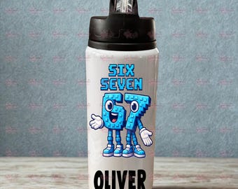 Personalised 67 Six Seven Water Bottle - Italian Brainrot - Birthday Gift - Granddaughter Gift - Stocking Filler - 6 7 Son Gift - Metal Can