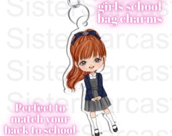 Personalised Girls Kids Bag Tag Charm - Bag Keychain - Bag Keyring - School Bag - Back to School - Name Tag - Party Bag Filler