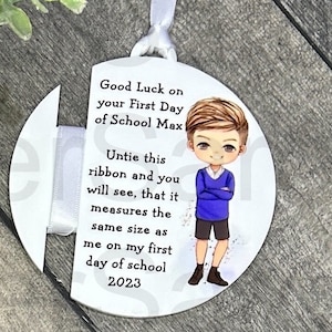 Regalo personalizado para el primer día de clases de niños, primer día de 2025, adorno de cinta, nieto, hijo, sobrino, regalo personalizado, regalo de recuerdo.