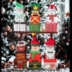 Kids Christmas Eve Box Personalised Customised Stacking Gift Boxes Reindeer, Santa, Elf, Snowman Novelty Christmas Gift Box Xmas Present